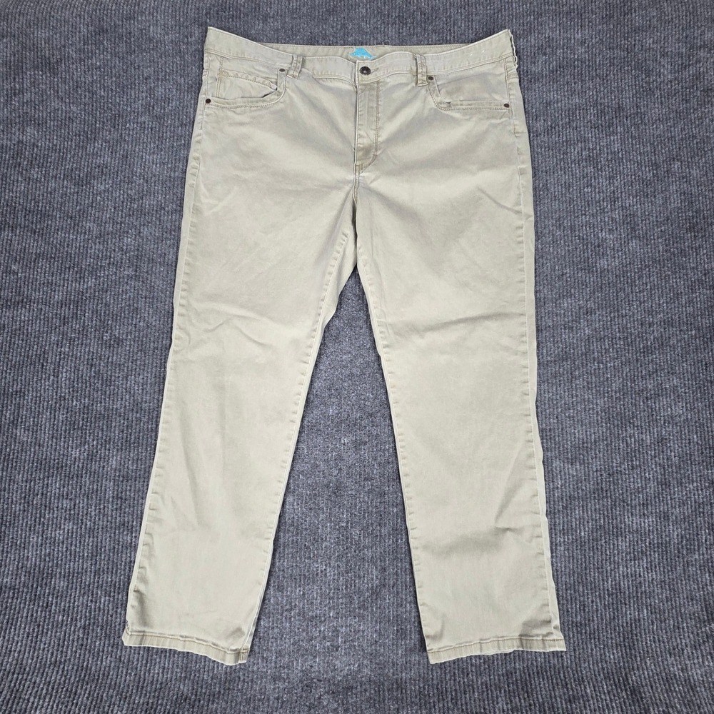 Tommy Bahama Mens Khaki Chino Pants Tapered Leg Size 42x30 Casual Comfort